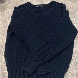 Brandy Melville Navy Cable Vneck Sweater